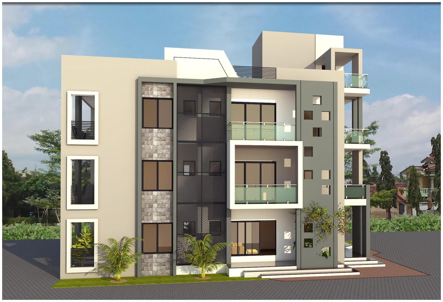 Triangle Concrete House on lake